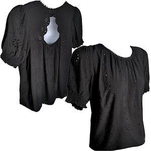 TORRID‎ Deep Black Abbey Challis Eyelet Back Cutout Top NWT